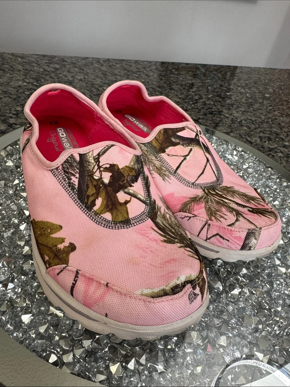Skechers Go Walk Originals Pink Camouflage Slip-On Sneakers